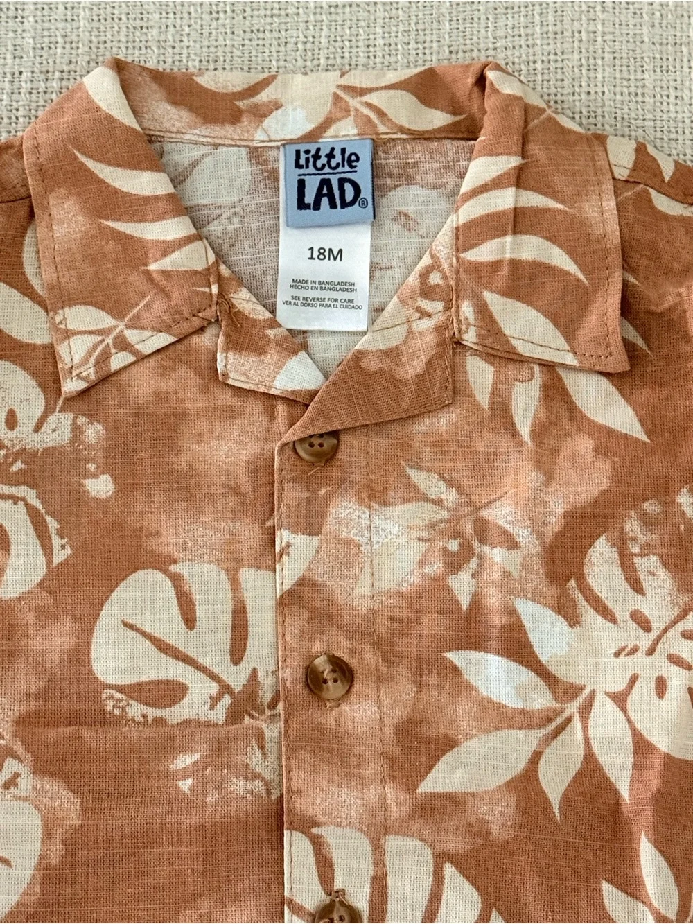 Little Lad Baby Boy 18M Tropical Shirt & Khaki Cargo Pants 2-Piece Set